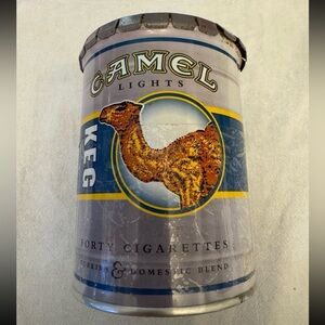 Camel Lights Keg Vintage Cigarette Container Metal Jar  80’s 90’s Collectible